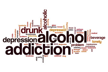 Sticker - Alcohol addiction word cloud