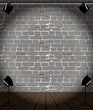 vector brick wall and wooden floor with light. Interior design. Template for business presentation, corporate identity. Color of bricks and floor can be changed. Digital graphic illustration clip art
