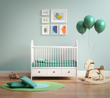 Modern Baby's Room With Pale Green Wall