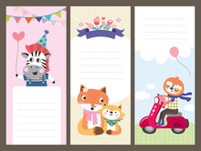Cute Cartoon Animals Gift Tags/ Greeting Card