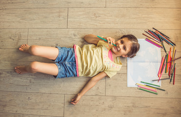 charming little girl at home