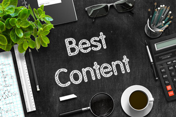 Poster - Best Content Concept on Black Chalkboard. 3D Rendering.