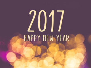 Poster - 2017 happy new year on vintage blur festive bokeh light backgrou