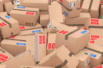 Aufkleber - Heap of Cardboard Parcel Packages. 3d Rendering