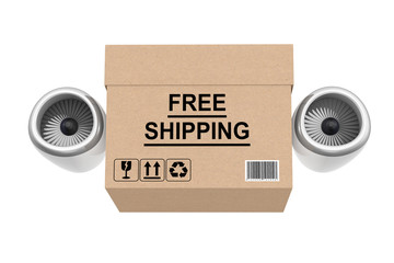 Aufkleber - Aircraft Jet Engine Express Delivery Free Shipping Box. 3d Rende