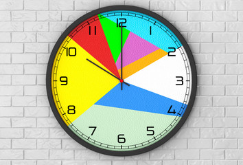 Poster - round multicolour modern office clock. 3d rendering