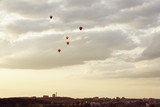 Fototapeta Lawenda - Colorful hot air balloon is flying