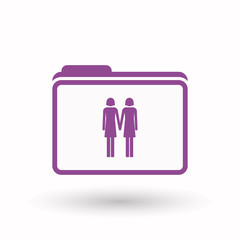 Poster - Isolated  line art folder icon with a lesbian couple pictogram