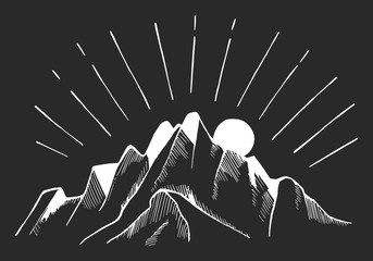 Wall Mural - Hand drawn mountains. Vector illustration