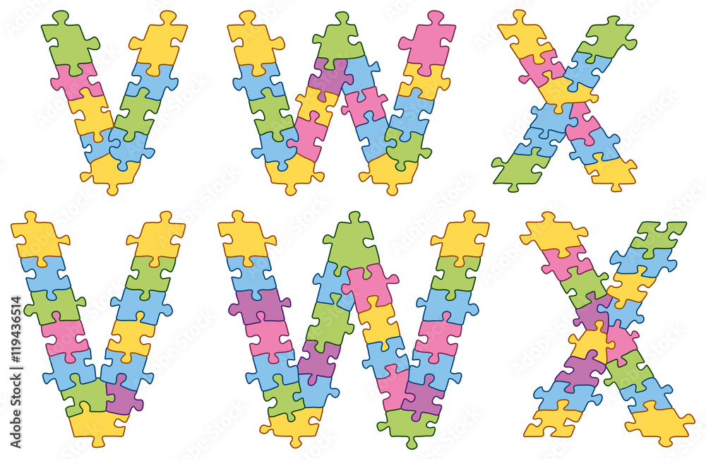 Puzzle Pattern Letters Puzzle Jigsaw Alphabet Letters Stock Vector | Adobe Stock