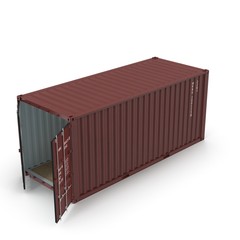 Cargo container on the white 3D Illustration