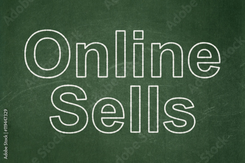 marketing concept online sells on chalkboard background online chalkboard