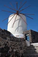 Wall Mural - Windmill of Oia town at sunny day, Santorini