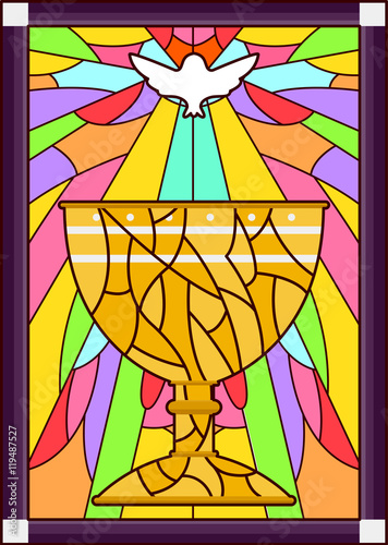 Naklejka - mata magnetyczna na lodówkę Stained Glass Chalice Dove