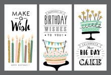 Set Of Birthday Greeting Cards Design