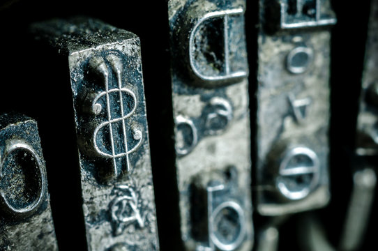 Dollar symbol of an old typewriter typebars