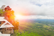 Beautiful Mountain Temple In Lampang, North Of Thailand, Unseen In Thailand, Pagoda On Top Of Rock Cliff.