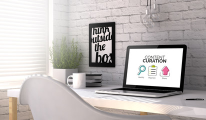 Poster - laptop workplace technology content curation