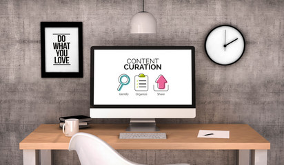 Poster - workspace computer Content curation concept