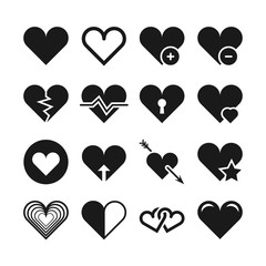 Poster - love heart vector icons set