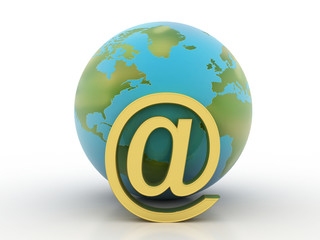 Poster - 3d rendering E mail sign connect with world
