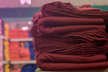 Clothing sold in the market, the folded clothes