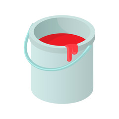 Poster - Bucket of paint icon in cartoon style isolated on white background. Painting symbol