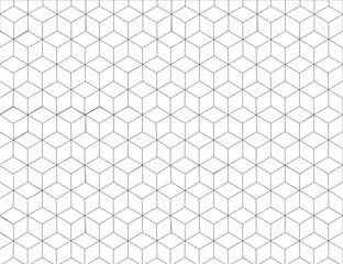 Hexagon pattern background in grey colour and line art black and white design; Modern graphic decoration element.