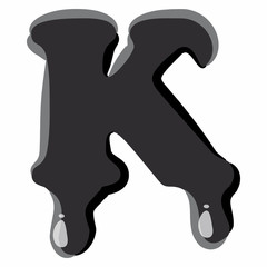 Fototapete - K letter isolated on white background. Black liquid oil K letter vector illustration