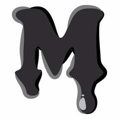 Fototapete - M letter isolated on white background. Black liquid oil M letter vector illustration