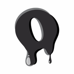 Fototapete - O letter isolated on white background. Black liquid oil O letter vector illustration