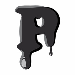 Fototapete - P letter isolated on white background. Black liquid oil P letter vector illustration