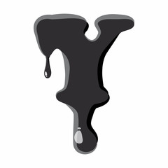 Fototapete - Y letter isolated on white background. Black liquid oil Y letter vector illustration