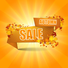 Wall Mural - Autumn sale background with maple leaves. Vector illustration. EPS 10

