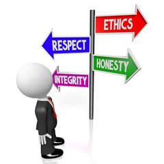 Sticker - 3D ethics, respect, honesty, integrity concept