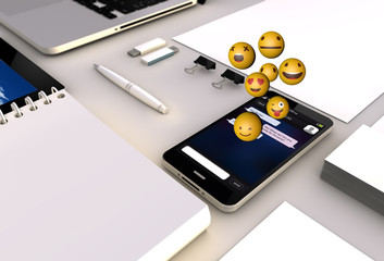 Canvas Print - messaging smartphone office