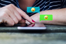 Woman Chat Using Emoji