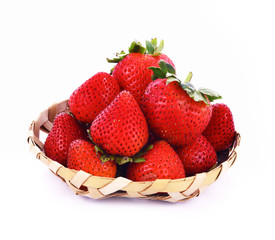 Sticker - Strawberry  in basket on white background