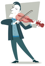Violinist. Retro Style Illustration Of A Musician Playing The Violin.