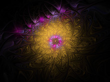 Abstract Pink Flower On Gold