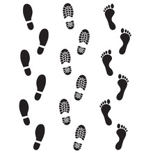 Human Footprints Vector Icons.