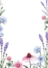 Wall Mural - Watercolor illustrations of wild flowers. Perfect for invitations or greeting cards