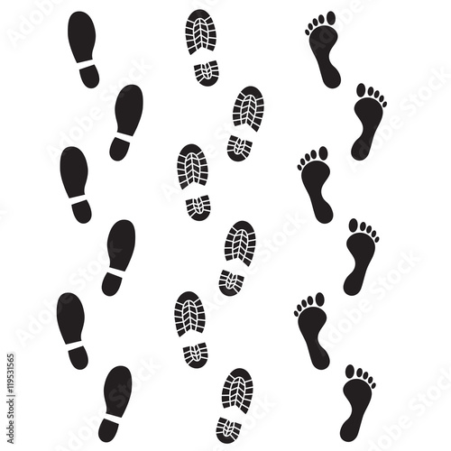 Fotomural Human footprints vector icons.