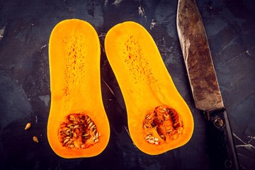 Canvas Print - butternut squash with seeds
