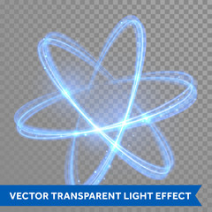 Vector blue neon crossed circles light trail