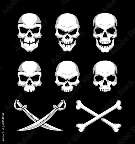 Fotografía Skull icons with crossbones and sword symbols
