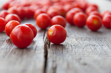 cherry tomatoes with drops of water close-up