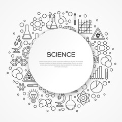 Wall Mural - science education background with round frame