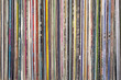 Stack of old vinyl records.
