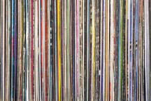 Stack Of Old Vinyl Records.